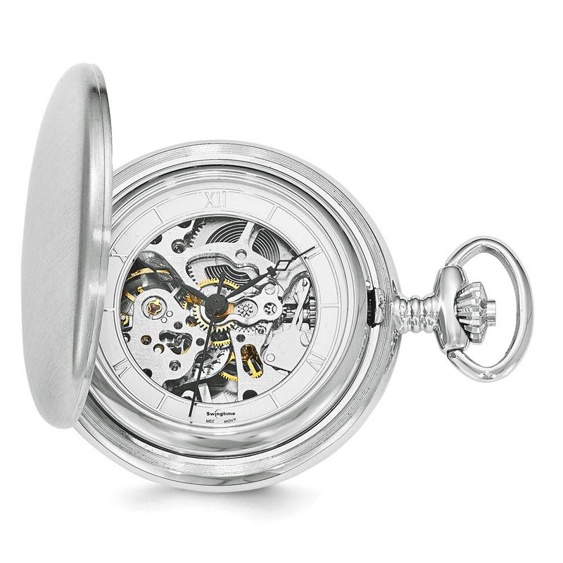 Swingtime Chrome-Finish Brass Mechanical 42mm Pocket Watch